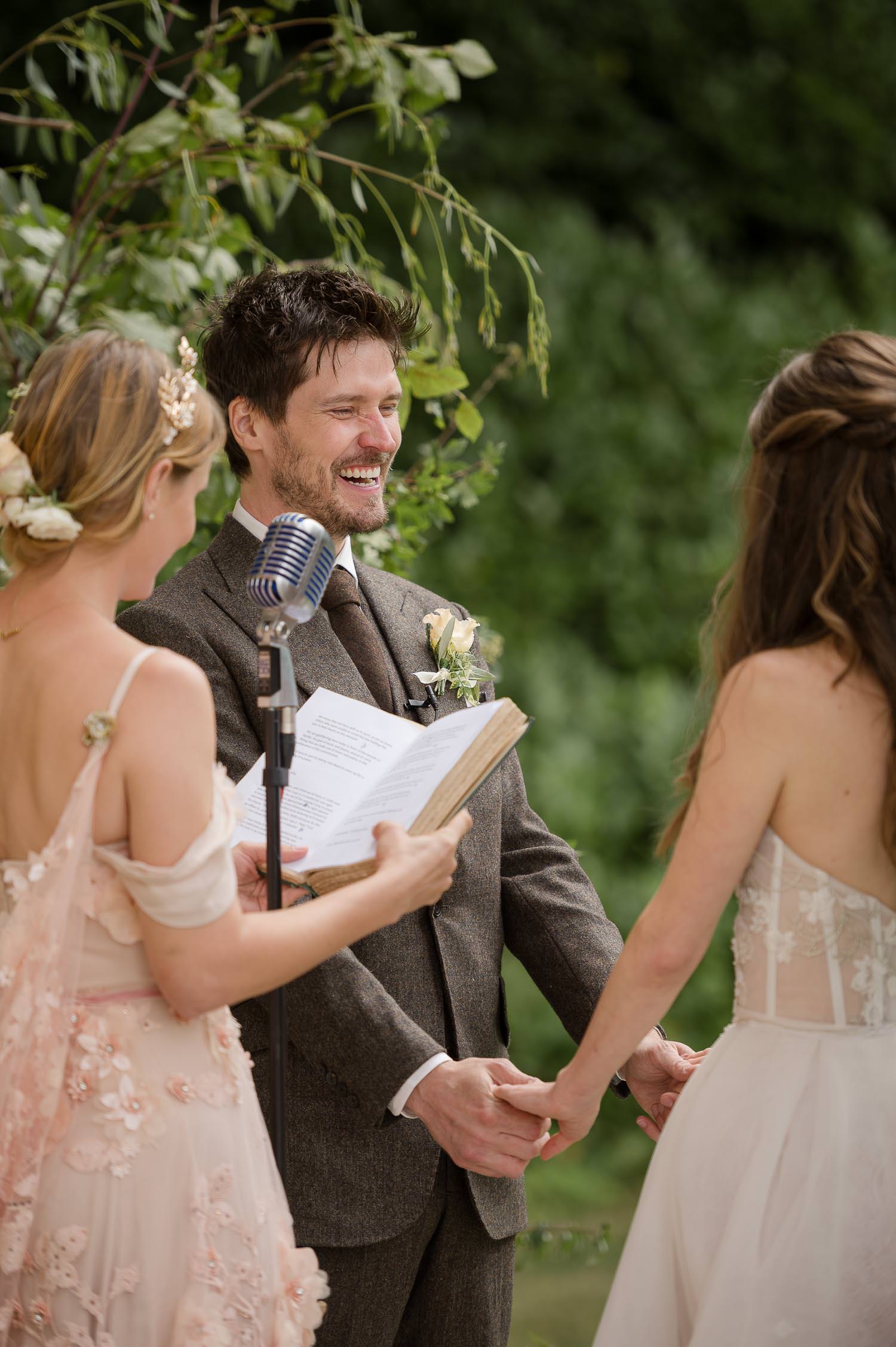 Wedding ceremony at Stourhead, Wiltshire. 