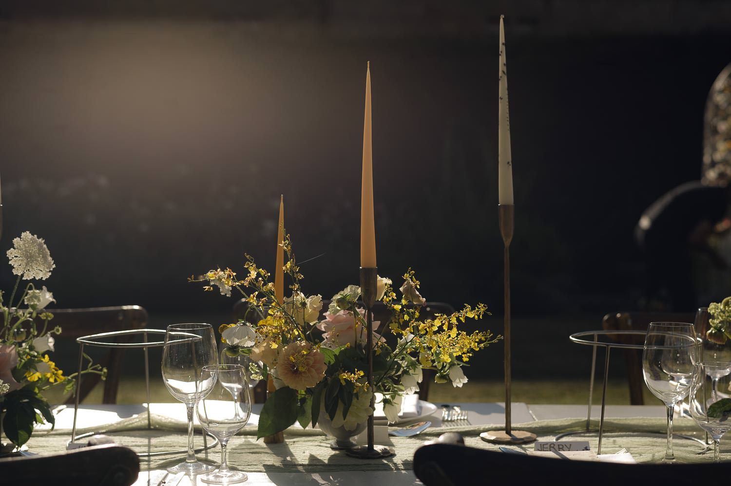 Long wedding table at Babington House.