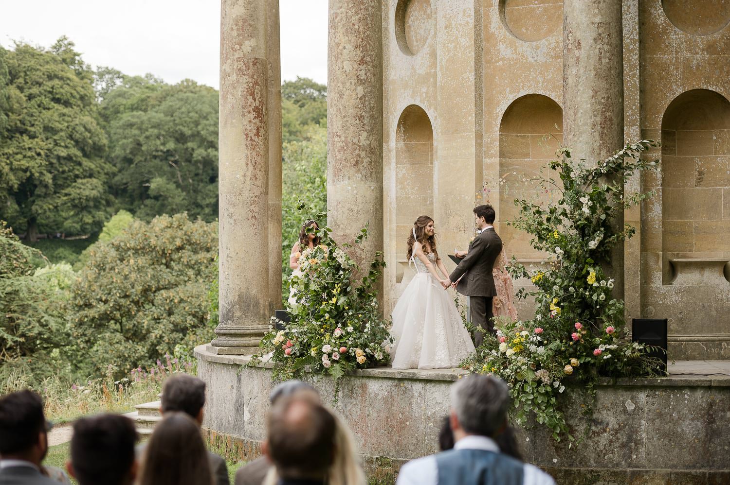 Wedding ceremony at Stourhead, Wiltshire. 