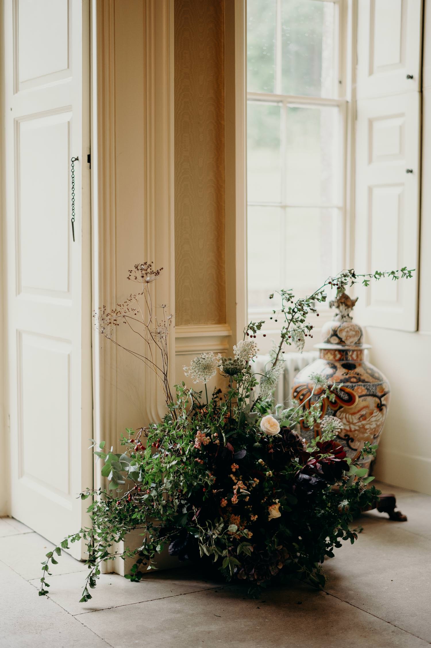 Bramble and Wild's wedding flowers at Came House in Dorset. 