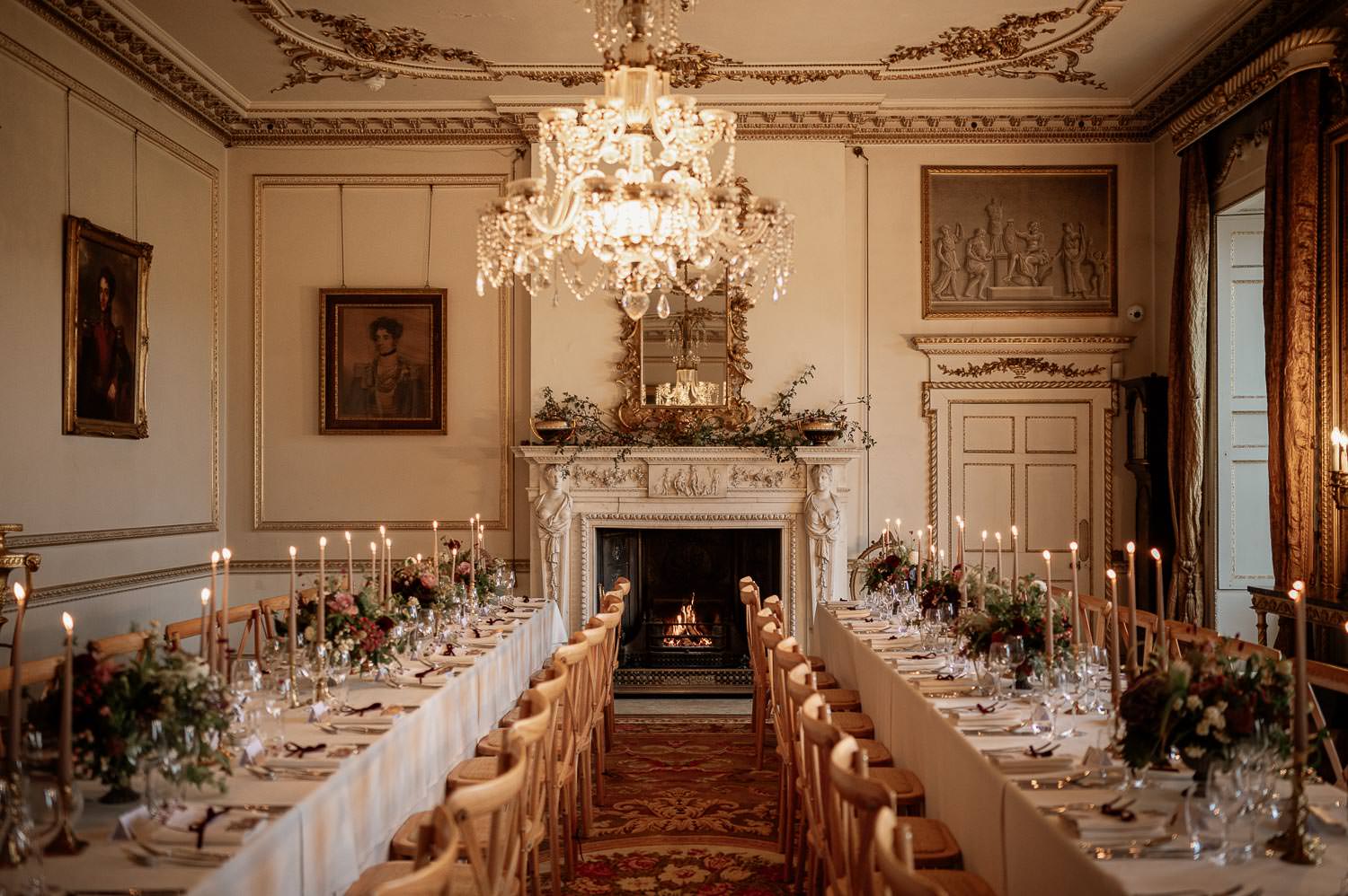 The wedding breakfast took place in the drawing room at Came House.