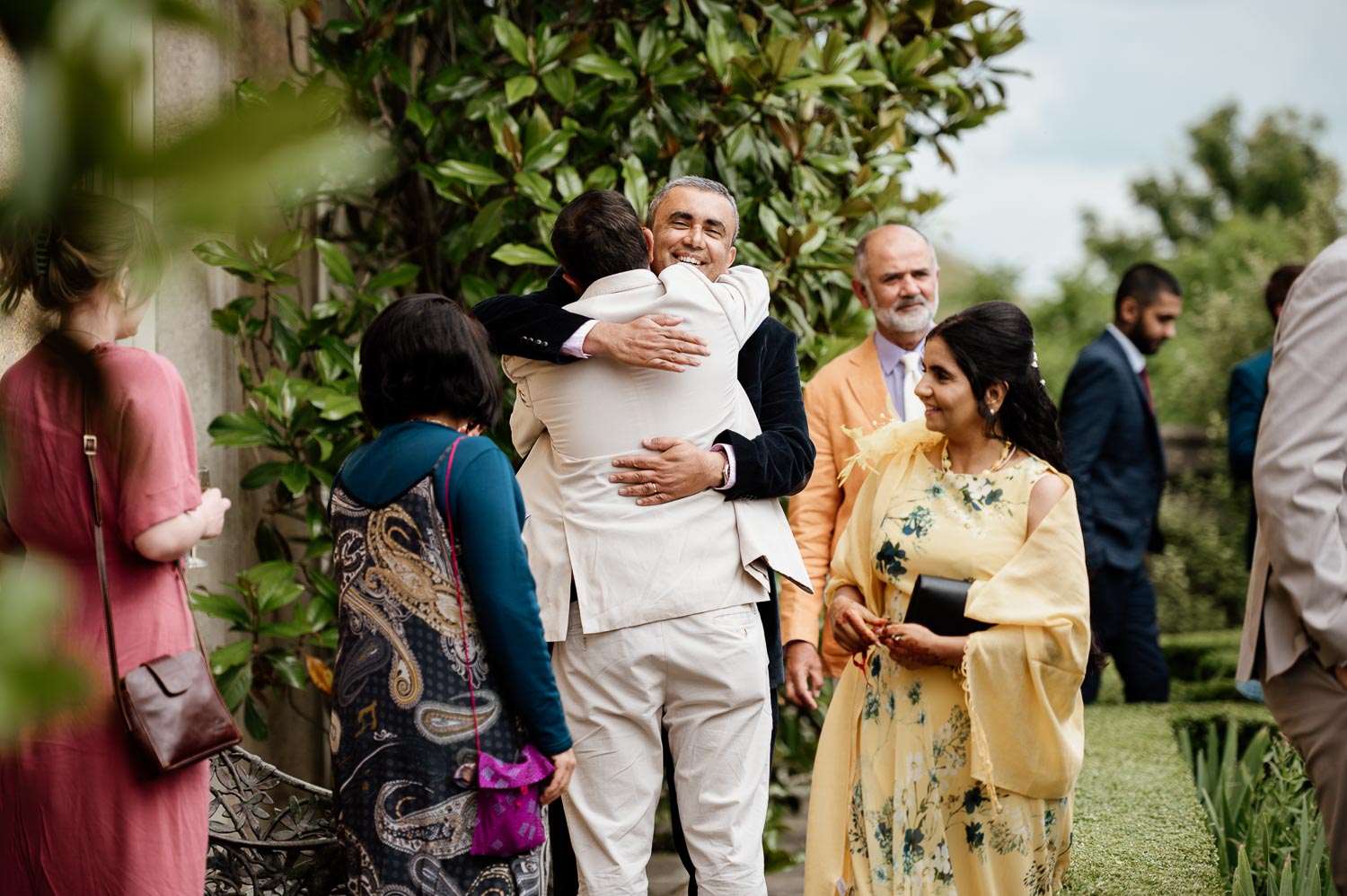 wedding guests at Euridge Manor Lost Orangery